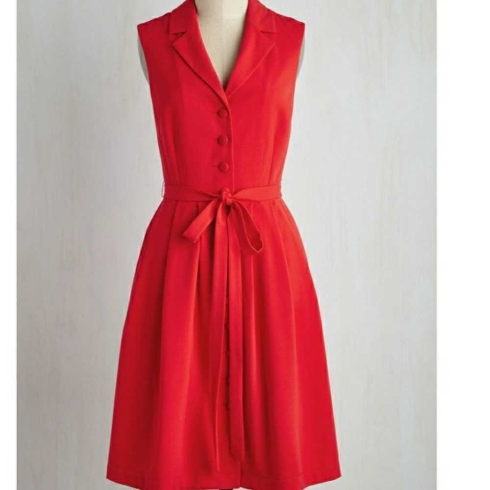 ModCloth Key To Classic Shirt Dress in Red